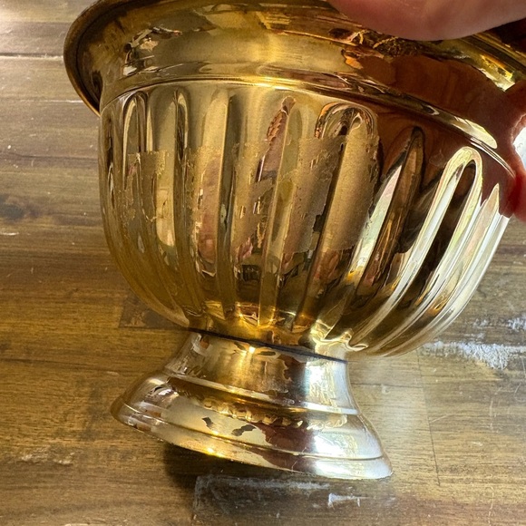 Vintage Solid Brass Footed Basket Dish Small Handle Pedestal Antique India - Picture 6 of 6